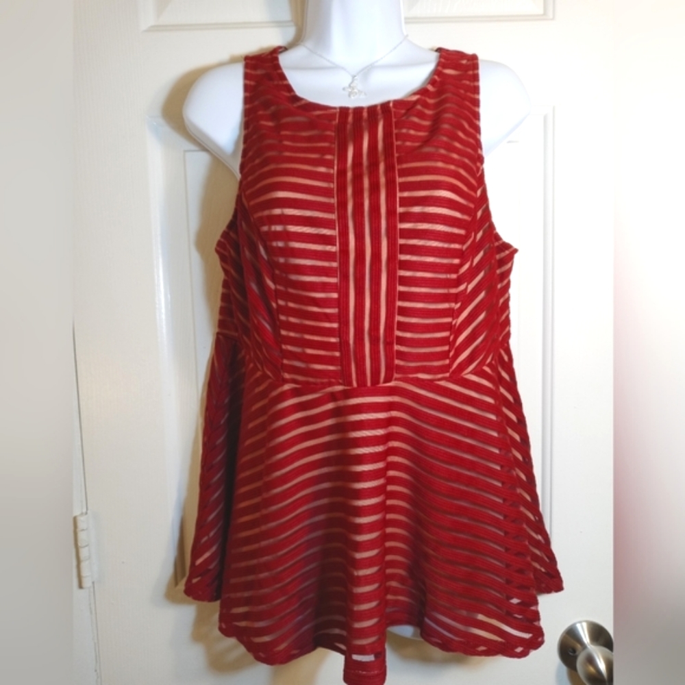Torrid Red Corded Striped Sleeveless Top Size 00